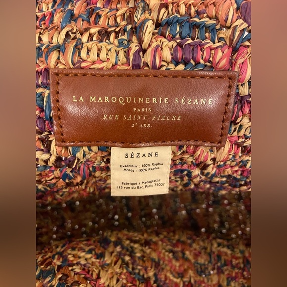 Sezane Raffia June Basket Tote Bag Multicolor - Picture 7 of 10